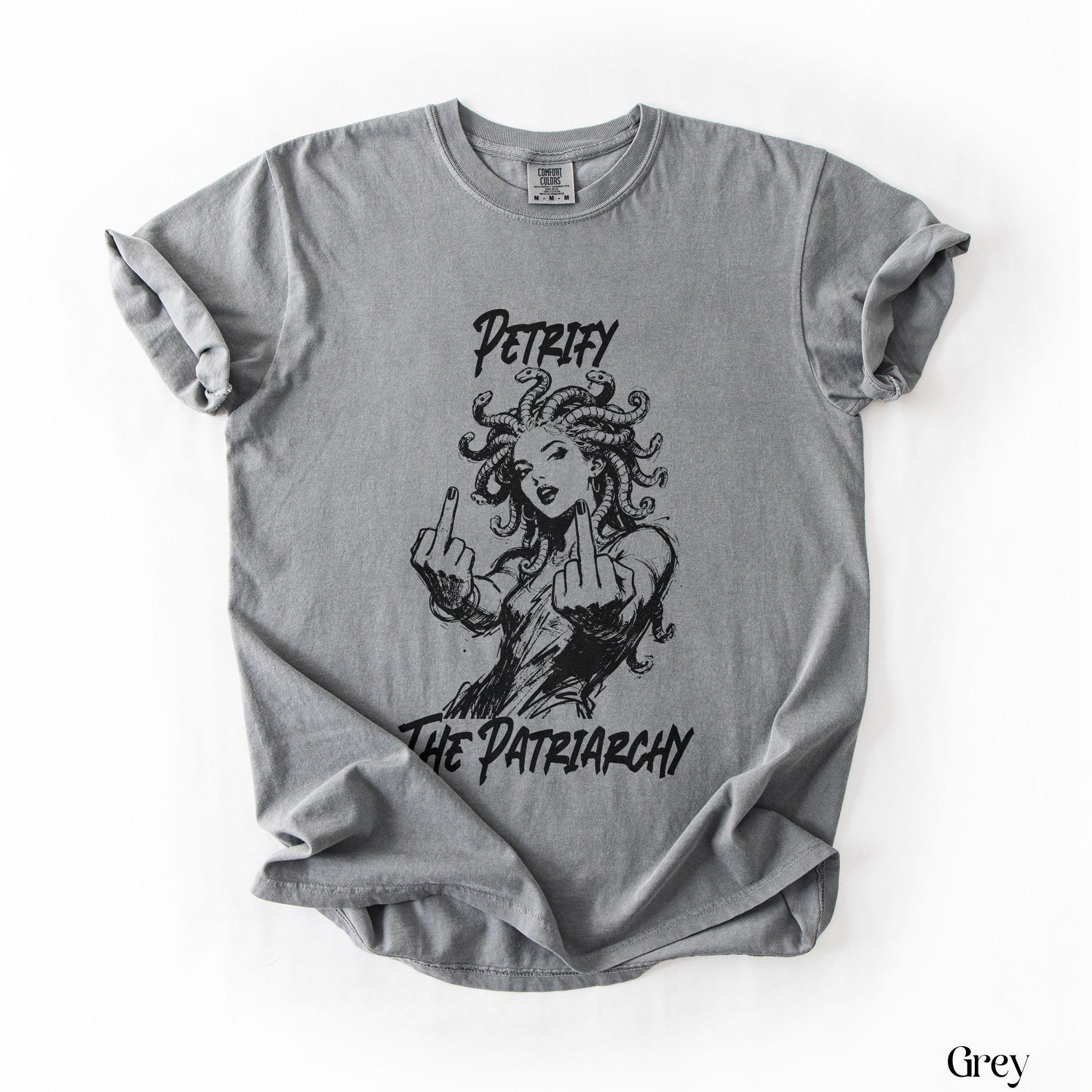 Petrify the Patriarchy Shirt, Empowerment Graphic Tee, Feminist Statement T-Shirt, Anti-Patriarchy Humor, Grey Unisex Tshirt