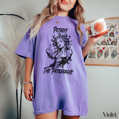 Feminist graphic tee, Purple Medusa t-shirt, Artistic feminist clothing, Women empowerment shirt, Patriarchy statement top