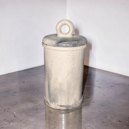 Minimalist Concrete 4.5&amp;quot; Storage Jar with Ring Lid - Industrial Grey or Marble Canister -Modern Bathroom Organizer &amp; Office Desk Decor