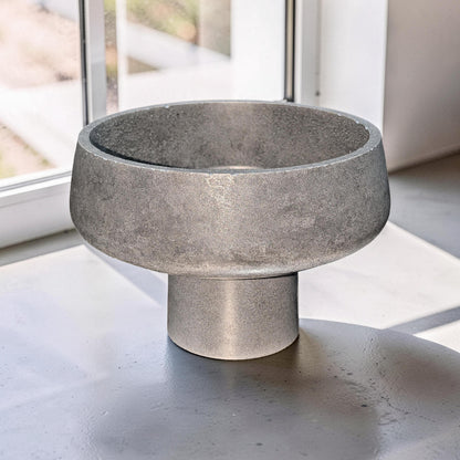 Modern Concrete Pedestal Bowl, Brutalist Centerpiece Bowl, Minimalist Footed Fruit Bowl, Decorative Catchall Dish, Stone Coffee Table Decor