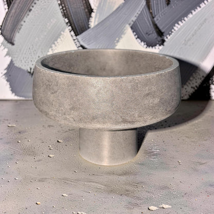 Modern Concrete Pedestal Bowl, Brutalist Centerpiece Bowl, Minimalist Footed Fruit Bowl, Decorative Catchall Dish, Stone Coffee Table Decor