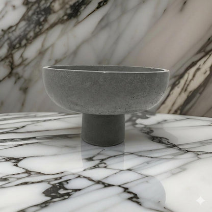 Modern Concrete Pedestal Bowl, Brutalist Centerpiece Bowl, Minimalist Footed Fruit Bowl, Decorative Catchall Dish, Stone Coffee Table Decor