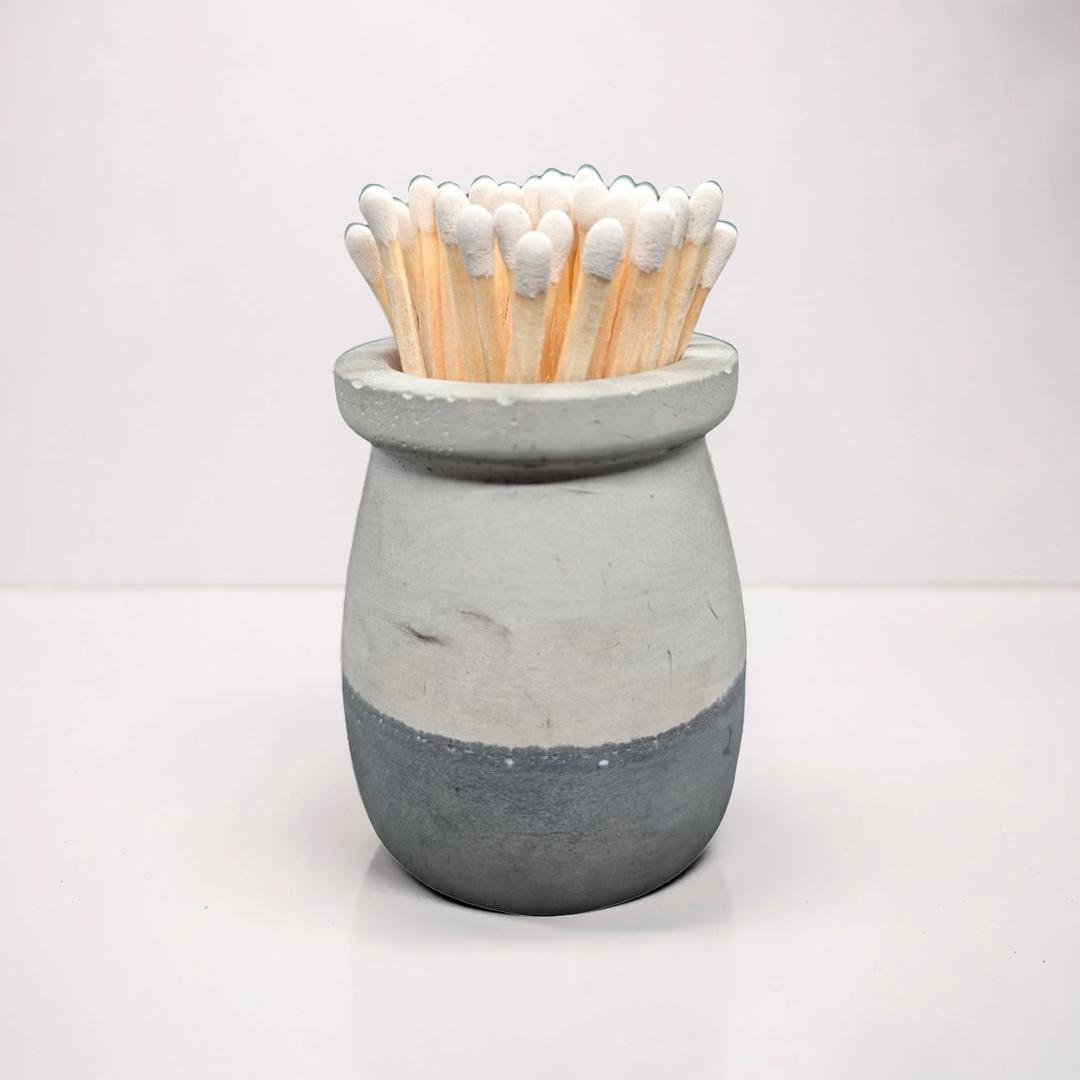 Minimalist Concrete Match Striker Jar including Matches | Modern Candle Accessory | Unique Birthday or New Home Gift | Housewarming Gifts