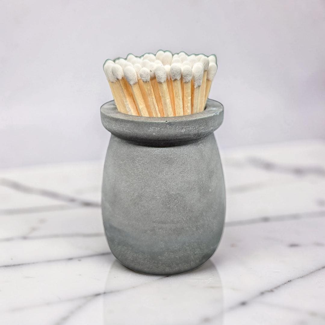 Minimalist Concrete Match Striker Jar including Matches | Modern Candle Accessory | Unique Birthday or New Home Gift | Housewarming Gifts