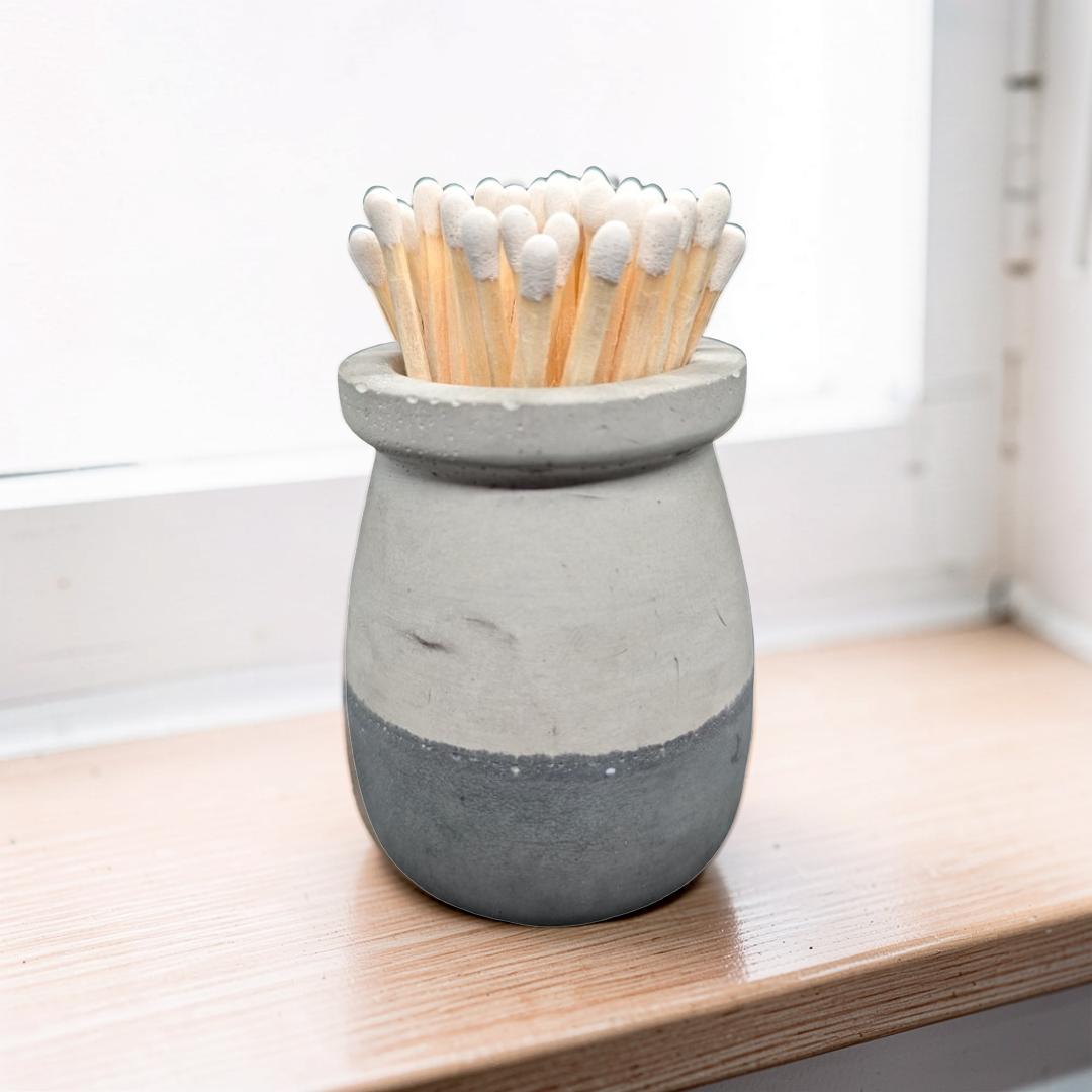 Minimalist Concrete Match Striker Jar including Matches | Modern Candle Accessory | Unique Birthday or New Home Gift | Housewarming Gifts