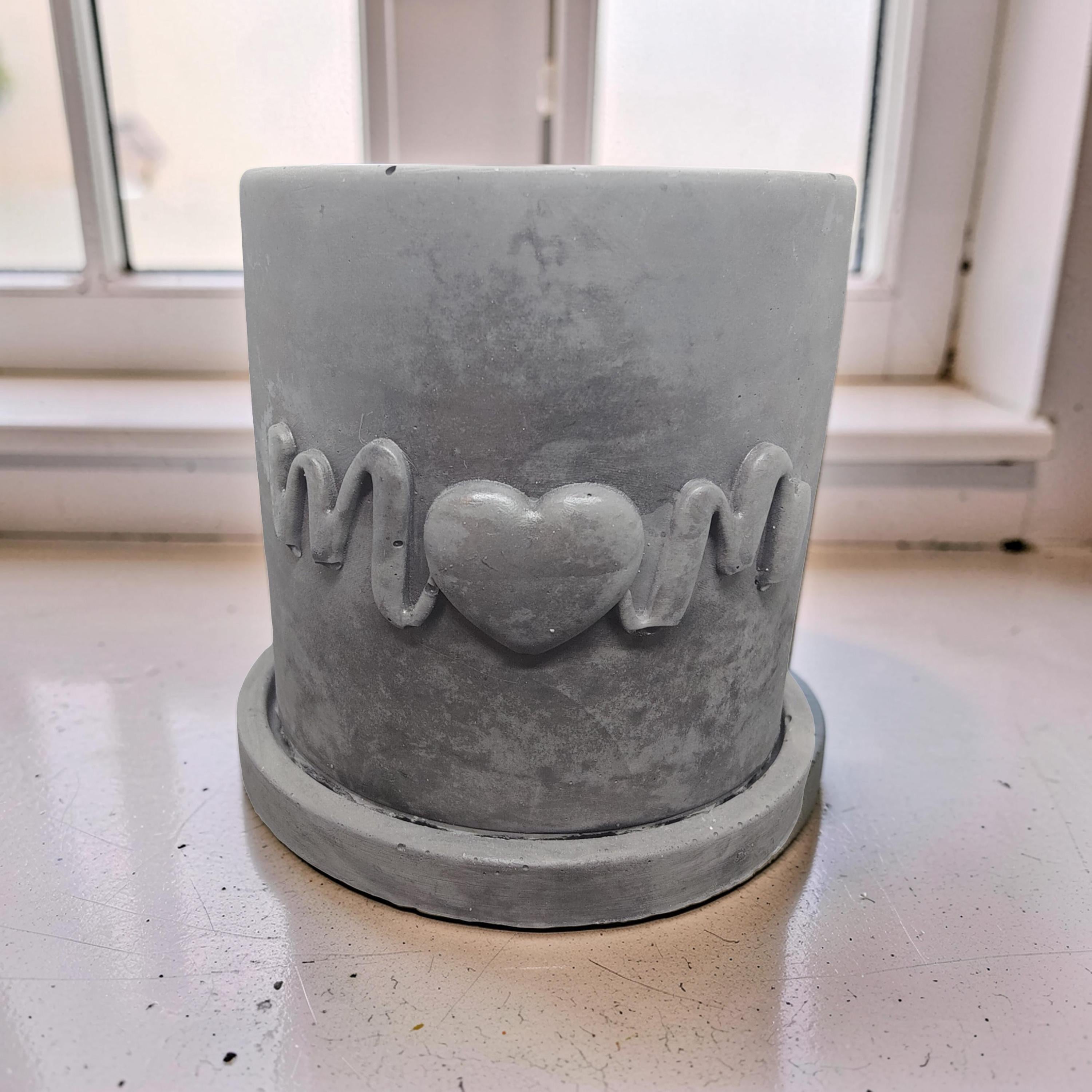 Concrete Mom Planter with Drainage Tray - Mother&amp;