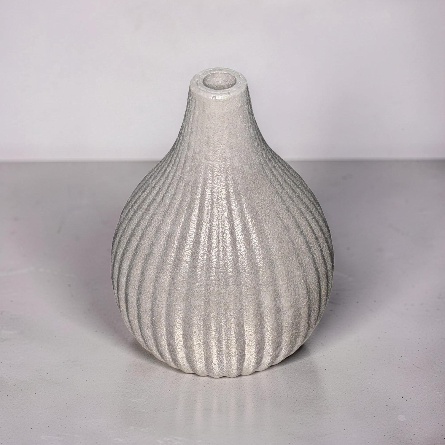 Minimalist Ribbed Concrete Vase - Modern Industrial Bud Vase for Dried Flowers - Hand-Poured Grey or Marble Bud Vase - Zen Home Decor - 6.3