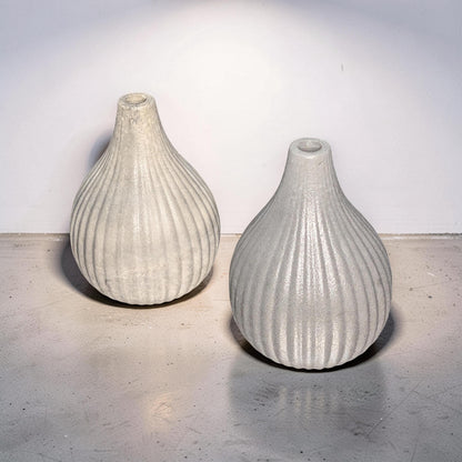 Minimalist Ribbed Concrete Vase - Modern Industrial Bud Vase for Dried Flowers - Hand-Poured Grey or Marble Bud Vase - Zen Home Decor - 6.3