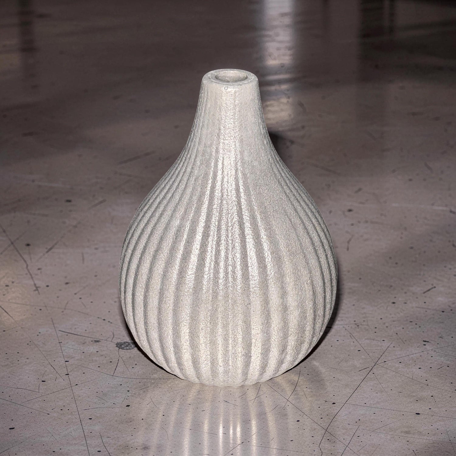 Minimalist Ribbed Concrete Vase - Modern Industrial Bud Vase for Dried Flowers - Hand-Poured Grey or Marble Bud Vase - Zen Home Decor - 6.3