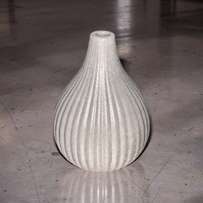 Minimalist Ribbed Concrete Vase - Modern Industrial Bud Vase for Dried Flowers - Hand-Poured Grey or Marble Bud Vase - Zen Home Decor - 6.3