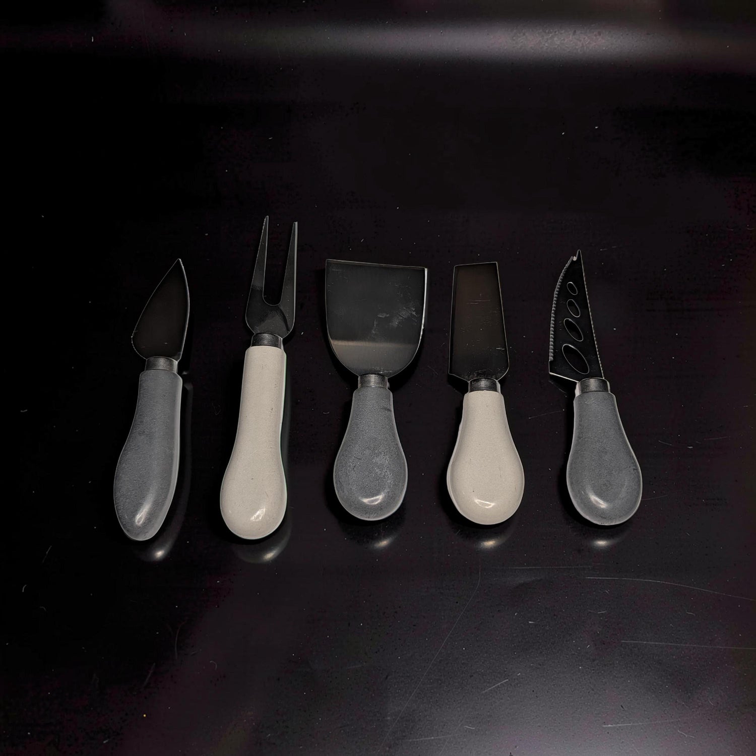 5-Piece Concrete Handle Charcuterie Set | Modern Industrial Cheese Knives | Food Safe Resin Sealed | Unique Housewarming Gift