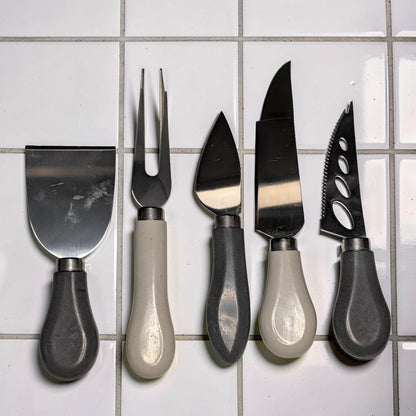 5-Piece Concrete Handle Charcuterie Set | Modern Industrial Cheese Knives | Food Safe Resin Sealed | Unique Housewarming Gift
