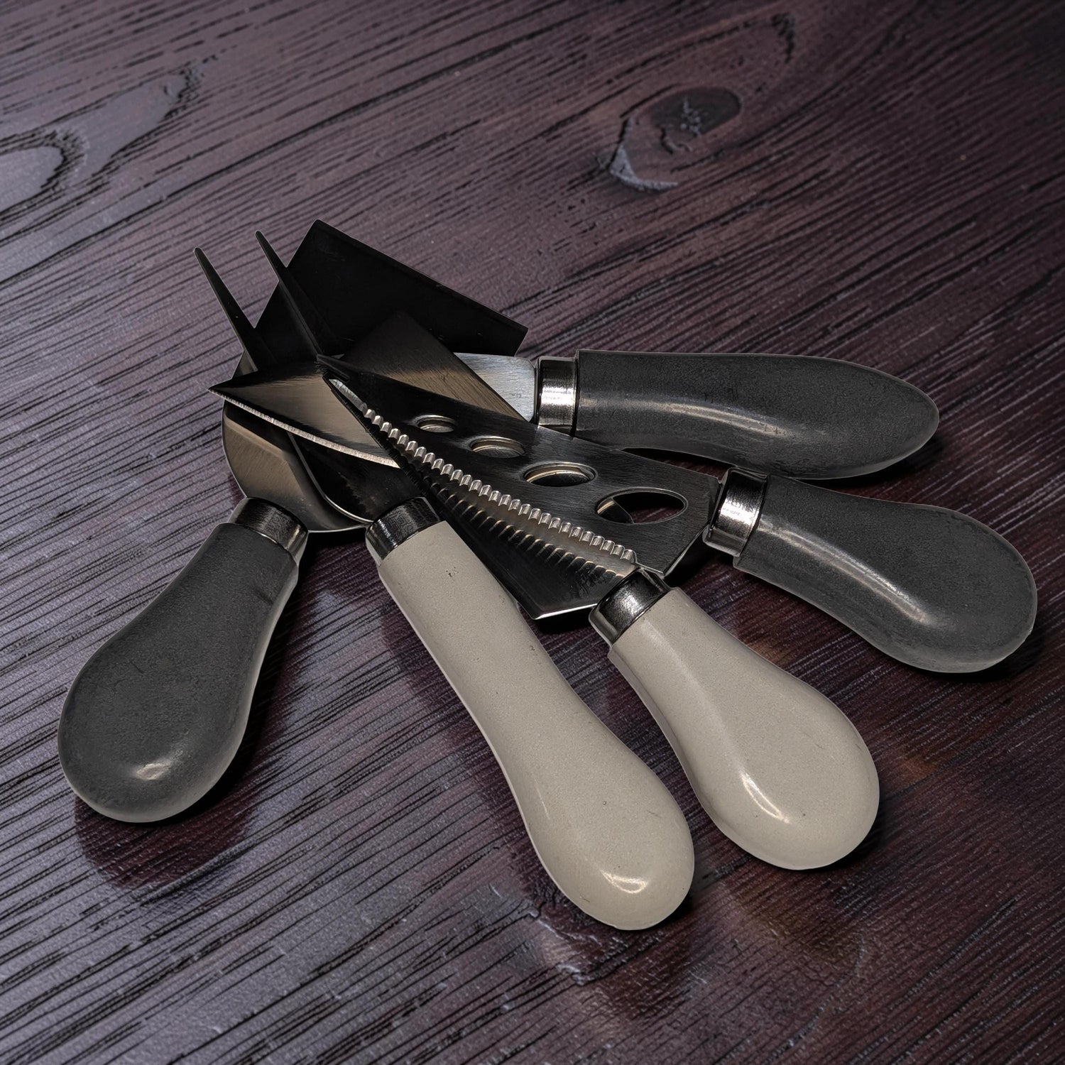 5-Piece Concrete Handle Charcuterie Set | Modern Industrial Cheese Knives | Food Safe Resin Sealed | Unique Housewarming Gift