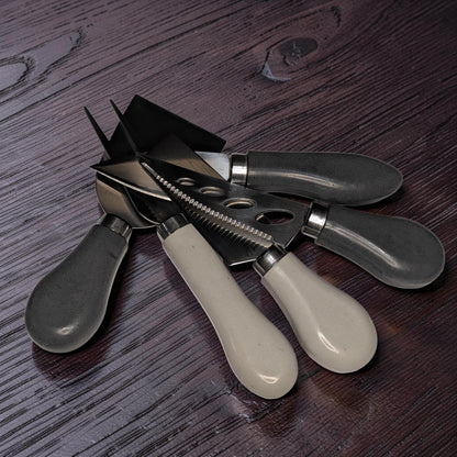 5-Piece Concrete Handle Charcuterie Set | Modern Industrial Cheese Knives | Food Safe Resin Sealed | Unique Housewarming Gift