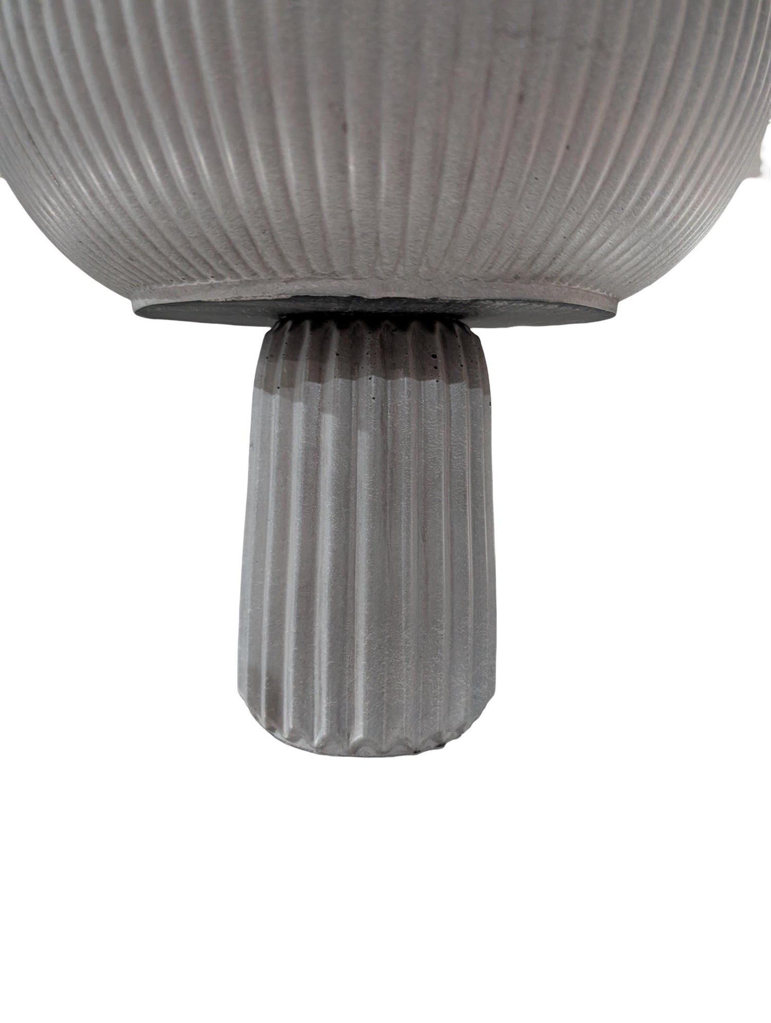 Large Grey Concrete Pedestal Bowl - 10&amp;quot; Fluted Decorative Fruit Bowl - Modern Scandi Centerpiece - Ribbed Cement Compote Vase