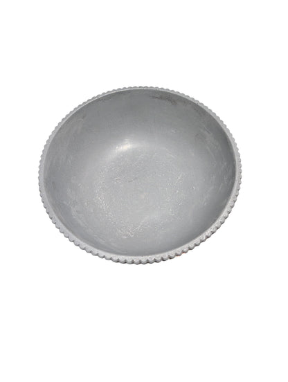 Large Grey Concrete Pedestal Bowl - 10&amp;quot; Fluted Decorative Fruit Bowl - Modern Scandi Centerpiece - Ribbed Cement Compote Vase