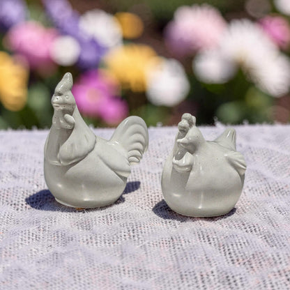 Handmade Concrete Chicken Statue Set – Minimalist Farmhouse Decor – Modern Industrial Rooster &amp; Hen Figurines – Nordic Style Concrete Bird