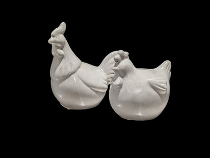 Handmade Concrete Chicken Statue Set – Minimalist Farmhouse Decor – Modern Industrial Rooster &amp; Hen Figurines – Nordic Style Concrete Bird