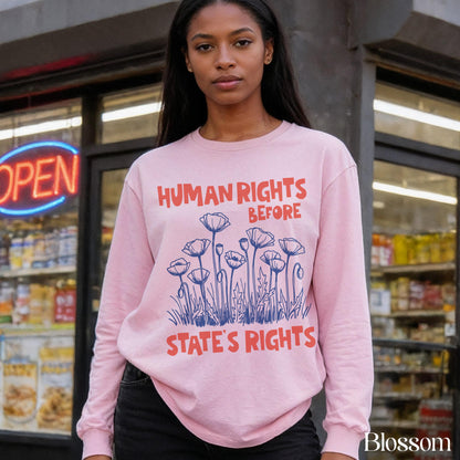 Light pink sweatshirt with &amp;quot;Human Rights Before State&amp;