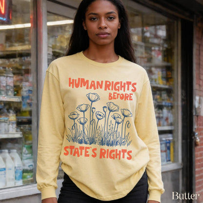 Yellow long-sleeve shirt with &amp;quot;HUMAN RIGHTS BEFORE STATE&amp;