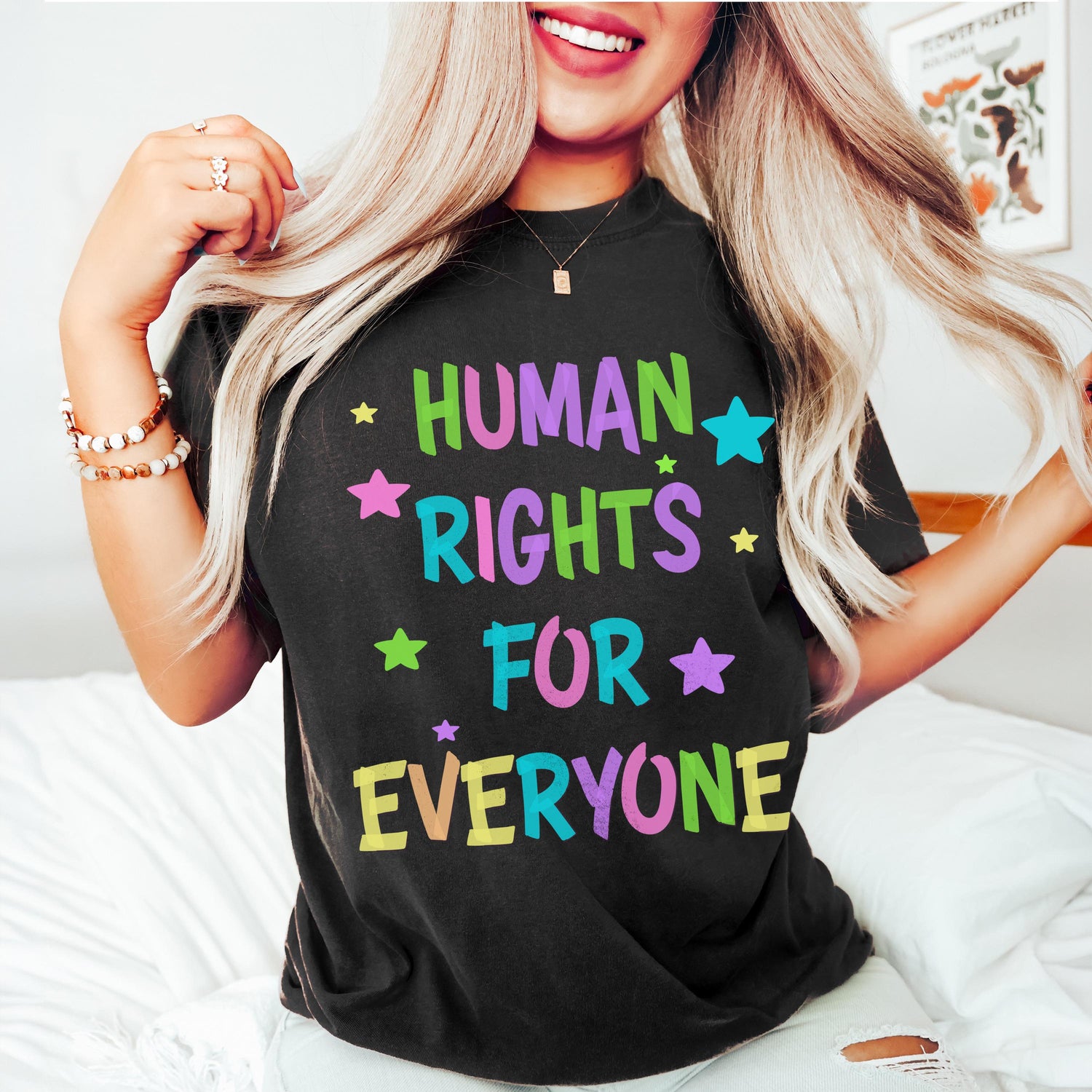 Human Rights For Everyone T-Shirt, Progressive Social Justice Activist Tee, Liberal Leftist Anti Trump Regime Anti Maga Support Shirt