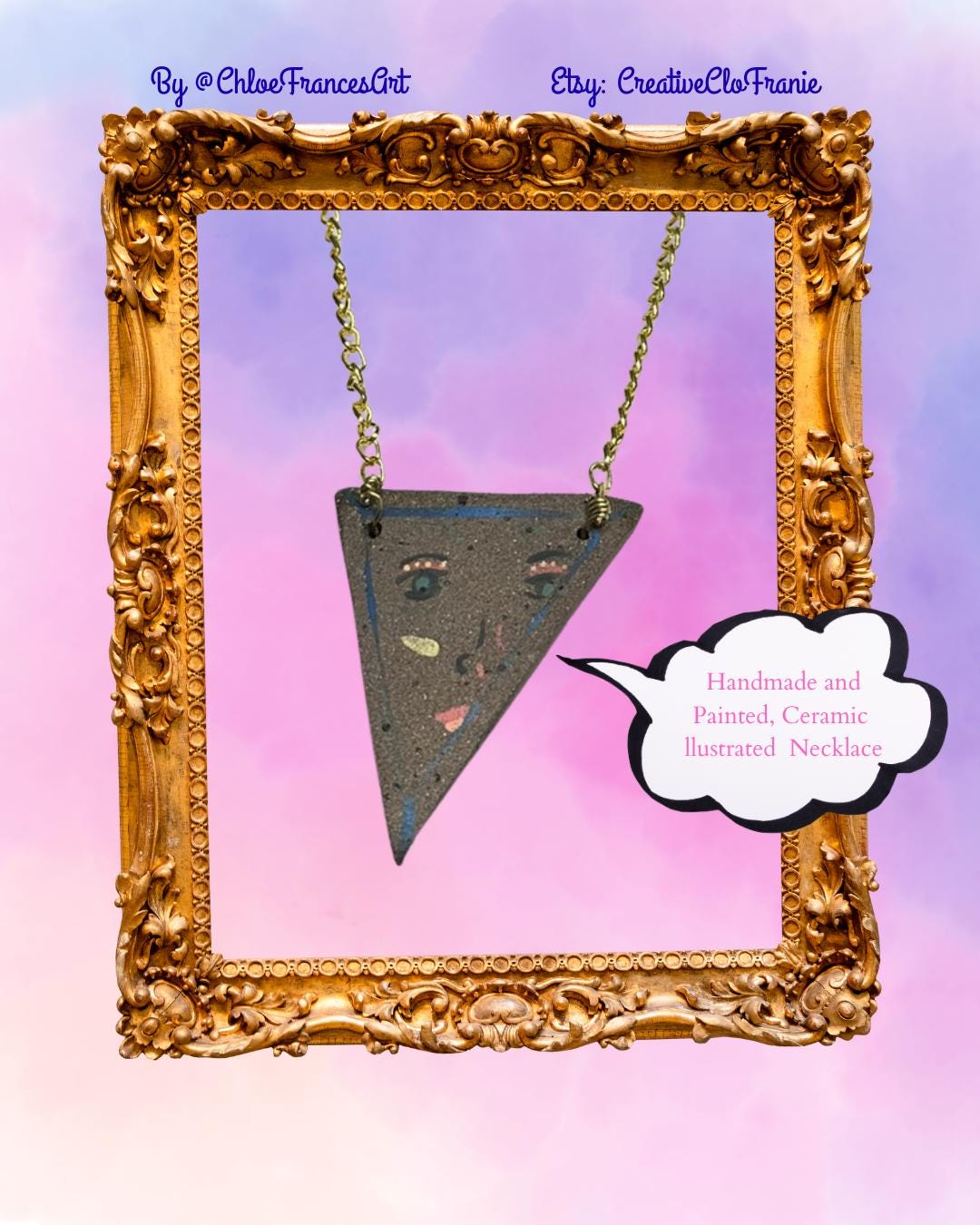 Feminine - Abstract Illustrated Ceramic Necklace