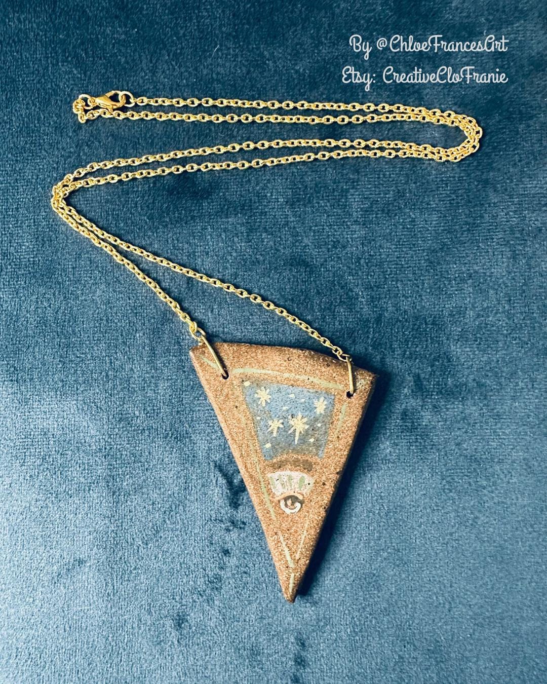All Seeing Eye - Abstract Illustrated Ceramic Necklace