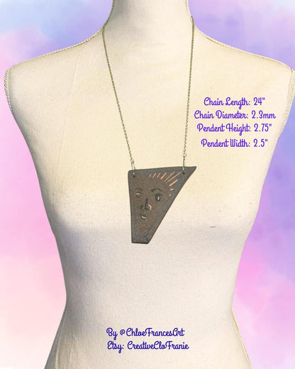 Sun God - Abstract Illustrated Ceramic Necklace