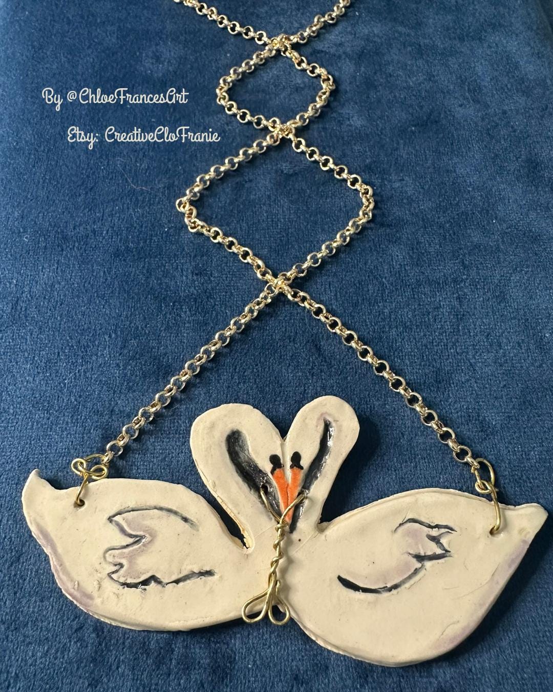 Swan Lovers Porcelain Necklace