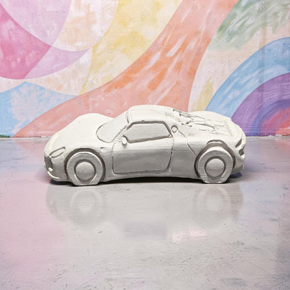 Concrete Car Sculpture for Painting | DIY Race Car Craft for Kids | Minimalist Brutalist Home Decor | Kids Birthday Party Favors | Paintable