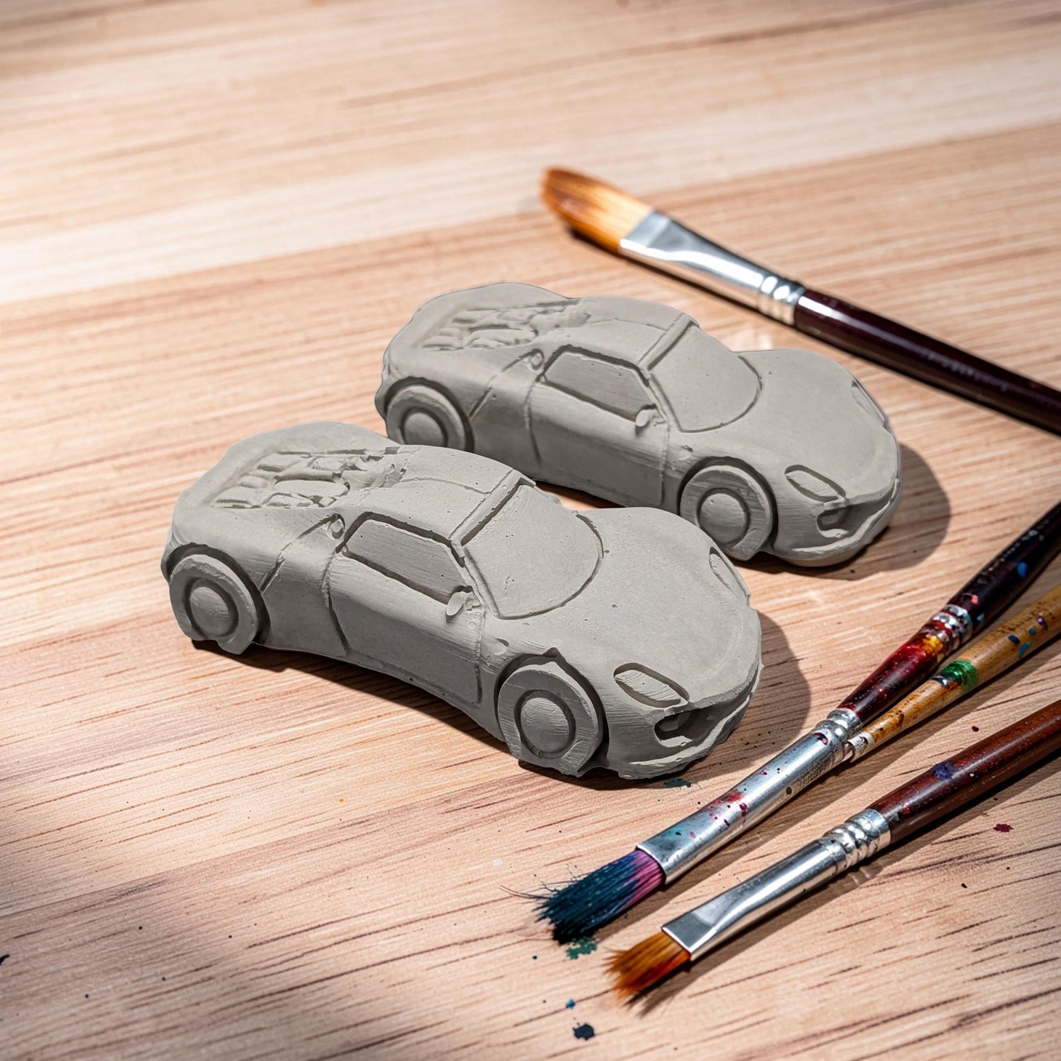 Concrete Car Sculpture for Painting | DIY Race Car Craft for Kids | Minimalist Brutalist Home Decor | Kids Birthday Party Favors | Paintable