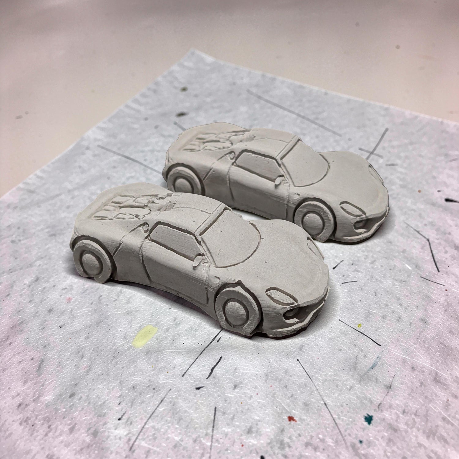 Concrete Car Sculpture for Painting | DIY Race Car Craft for Kids | Minimalist Brutalist Home Decor | Kids Birthday Party Favors | Paintable