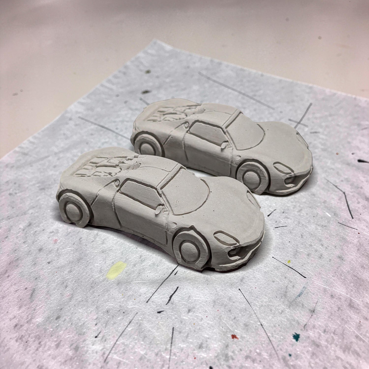 Concrete Car Sculpture for Painting | DIY Race Car Craft for Kids | Minimalist Brutalist Home Decor | Kids Birthday Party Favors | Paintable