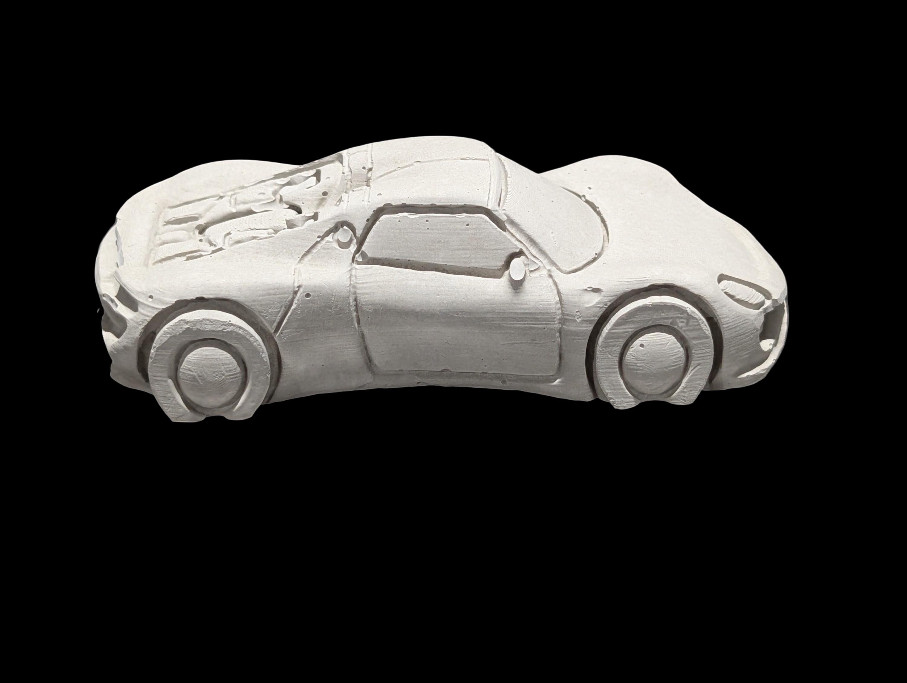 Concrete Car Sculpture for Painting | DIY Race Car Craft for Kids | Minimalist Brutalist Home Decor | Kids Birthday Party Favors | Paintable