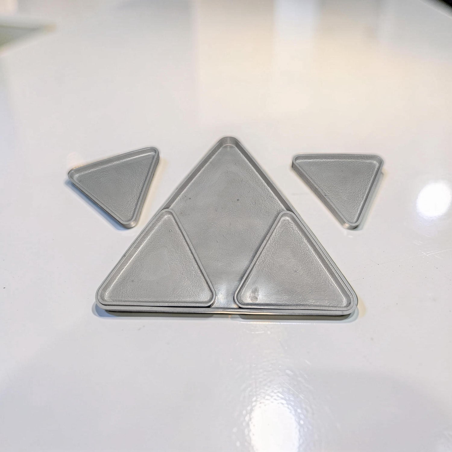 Modular Concrete Triangle Tray Set (5-Piece) - Geometric Trinket Dish &amp; Large Decorative Centerpiece - Minimalist Desk Organizer