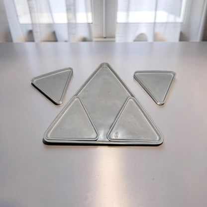 Modular Concrete Triangle Tray Set (5-Piece) - Geometric Trinket Dish &amp; Large Decorative Centerpiece - Minimalist Desk Organizer