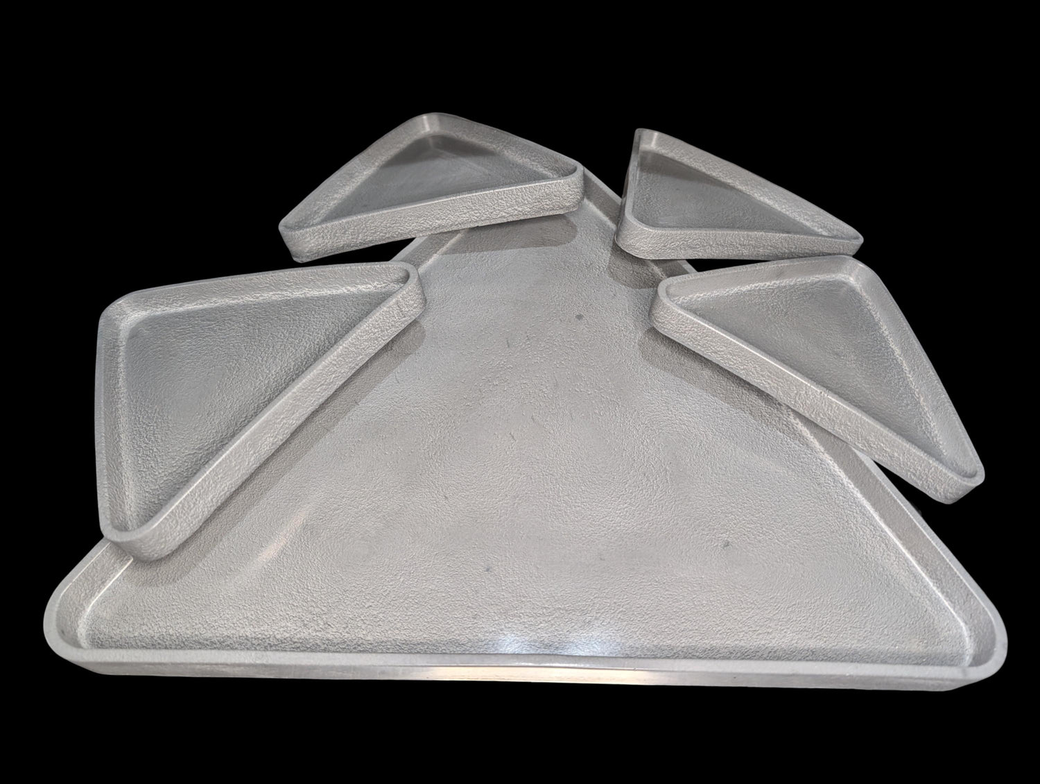 Modular Concrete Triangle Tray Set (5-Piece) - Geometric Trinket Dish &amp; Large Decorative Centerpiece - Minimalist Desk Organizer