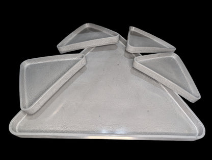 Modular Concrete Triangle Tray Set (5-Piece) - Geometric Trinket Dish &amp; Large Decorative Centerpiece - Minimalist Desk Organizer