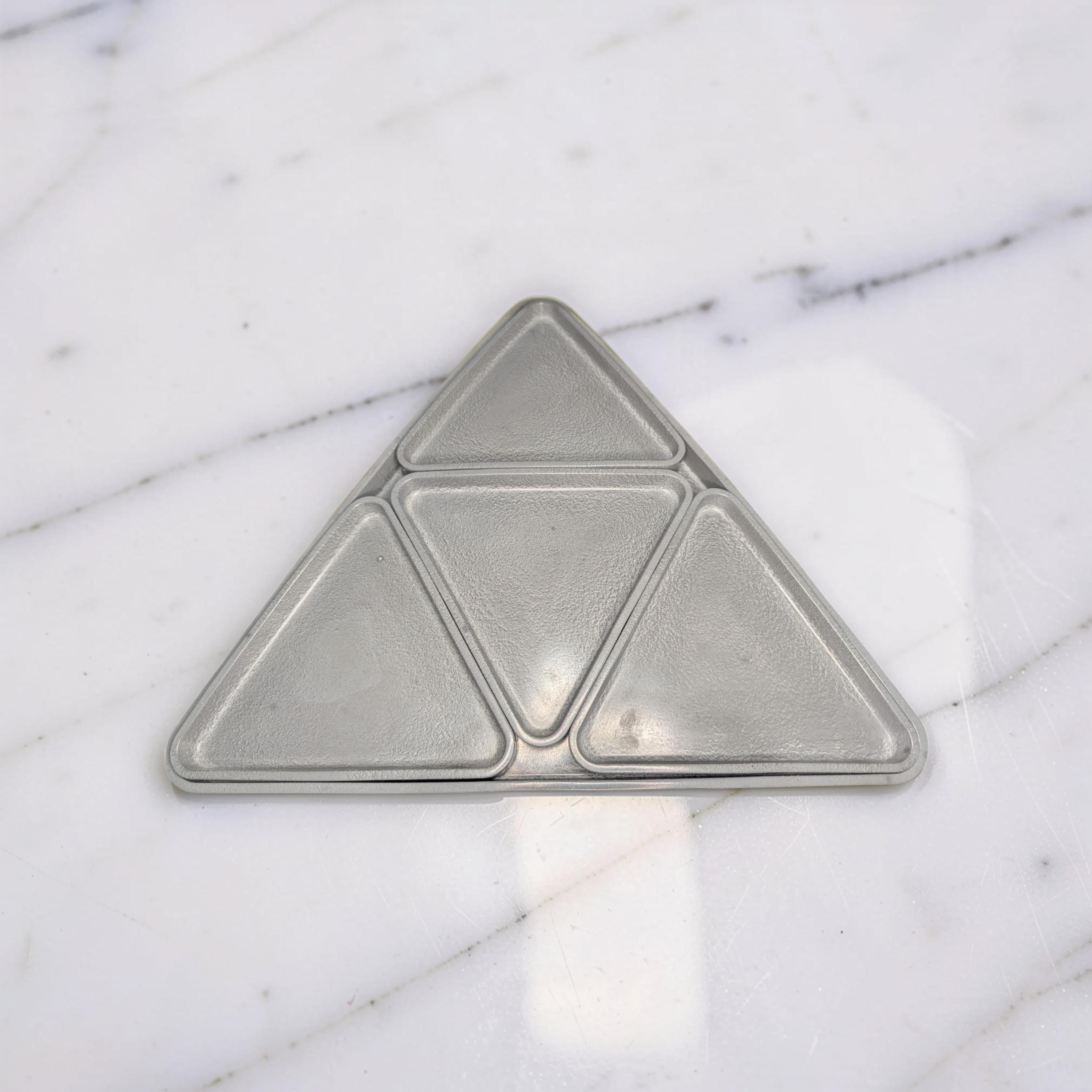 Modular Concrete Triangle Tray Set (5-Piece) - Geometric Trinket Dish &amp; Large Decorative Centerpiece - Minimalist Desk Organizer