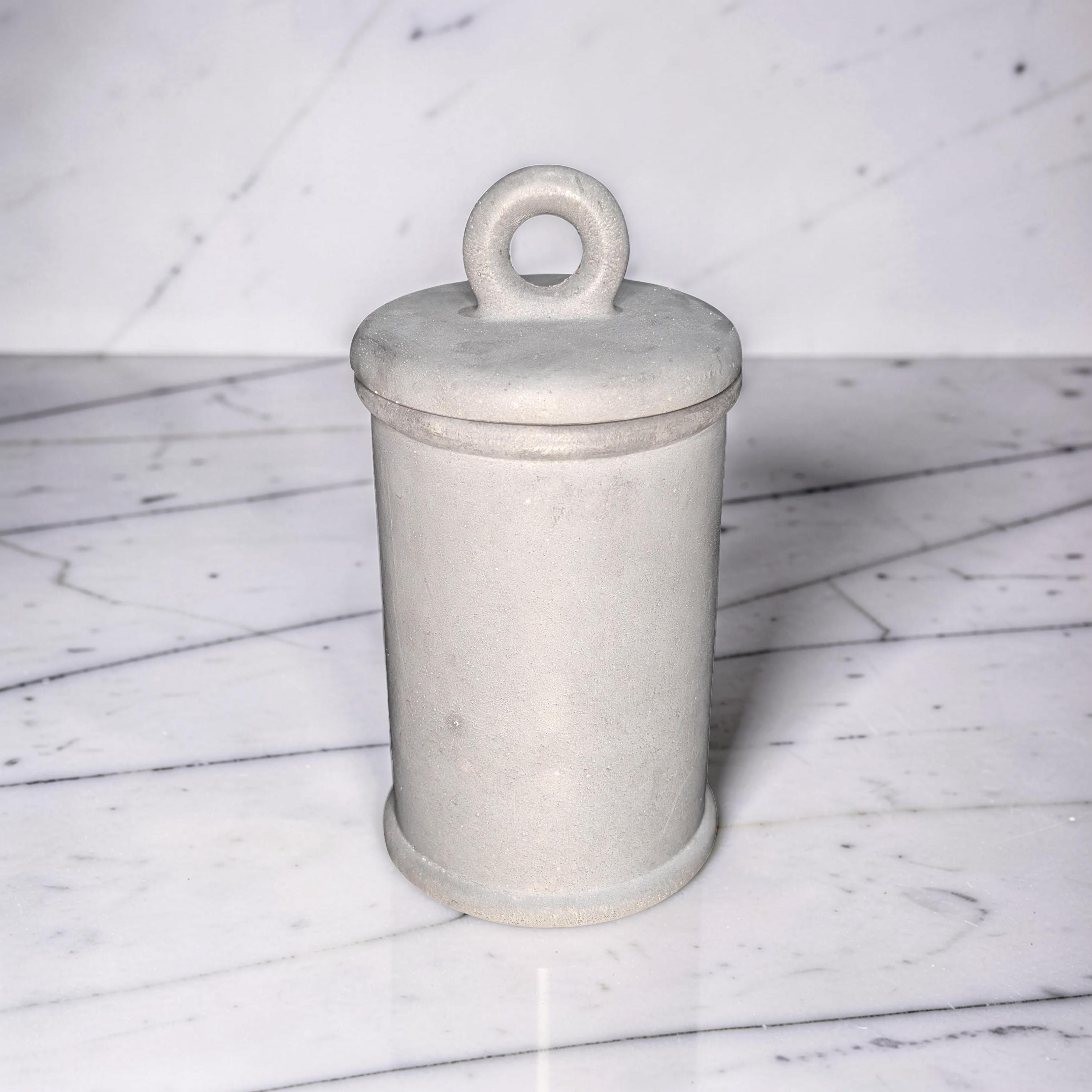 Minimalist Concrete 4.5&amp;quot; Storage Jar with Ring Lid - Industrial Grey or Marble Canister -Modern Bathroom Organizer &amp; Office Desk Decor