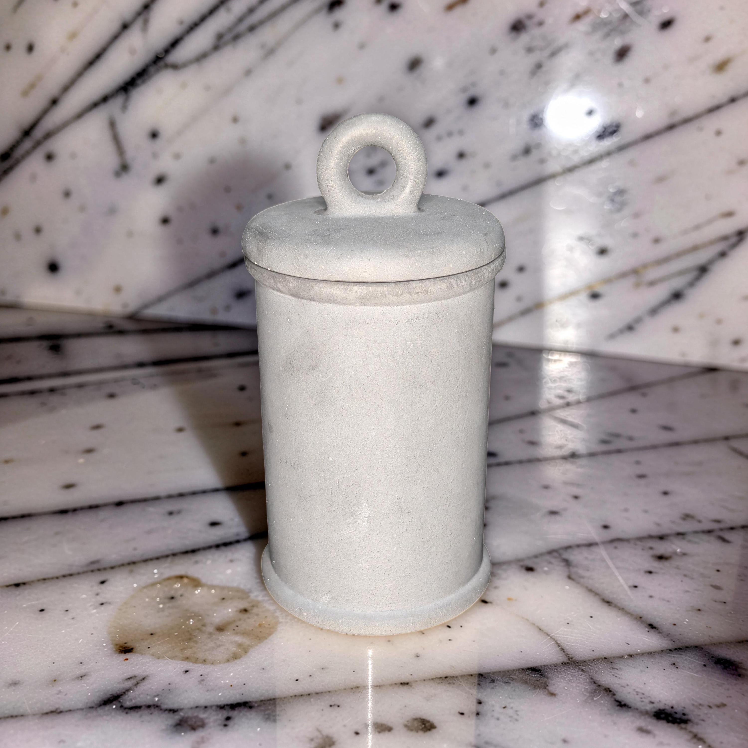 Minimalist Concrete 4.5&amp;quot; Storage Jar with Ring Lid - Industrial Grey or Marble Canister -Modern Bathroom Organizer &amp; Office Desk Decor