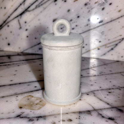 Minimalist Concrete 4.5&amp;quot; Storage Jar with Ring Lid - Industrial Grey or Marble Canister -Modern Bathroom Organizer &amp; Office Desk Decor