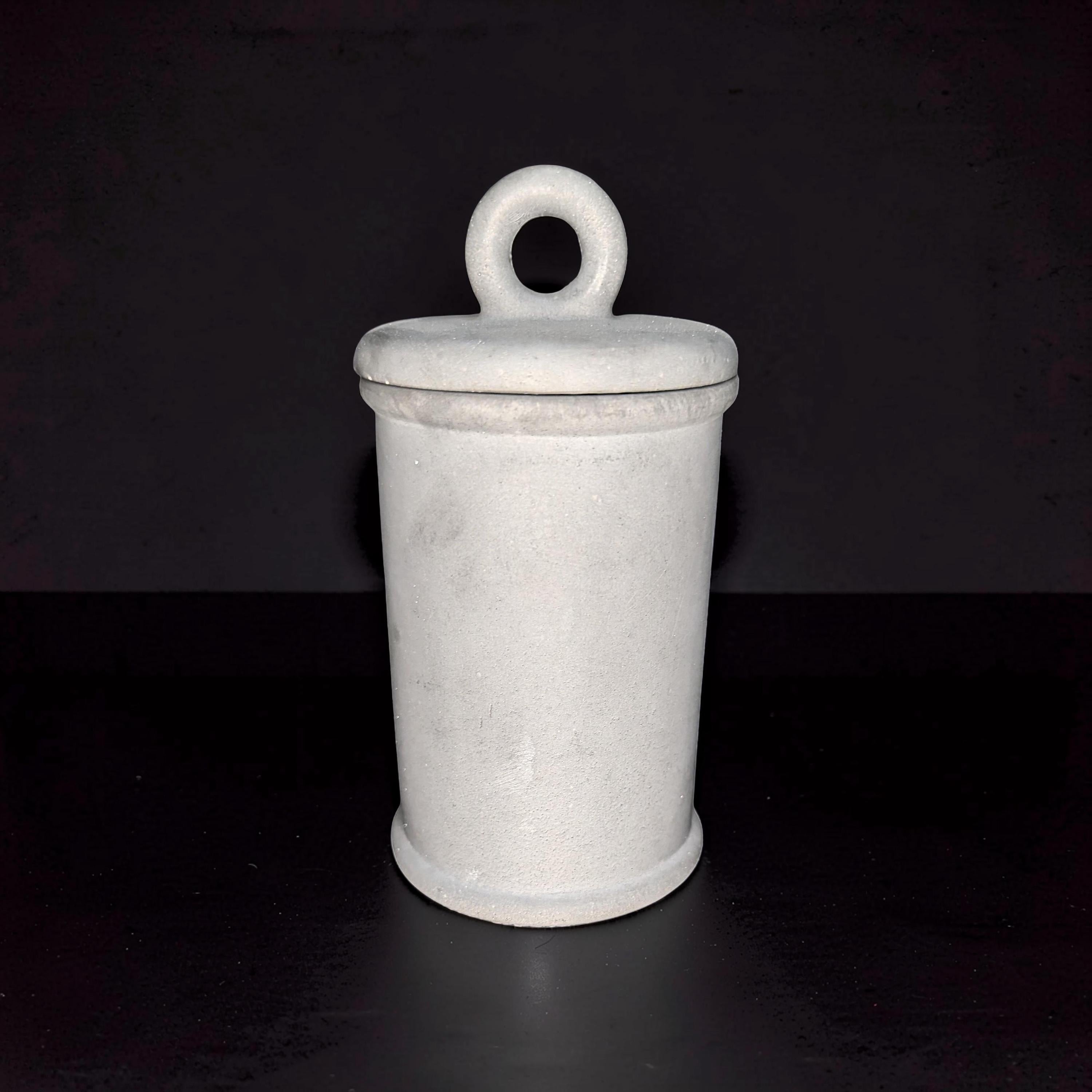 Minimalist Concrete 4.5&amp;quot; Storage Jar with Ring Lid - Industrial Grey or Marble Canister -Modern Bathroom Organizer &amp; Office Desk Decor