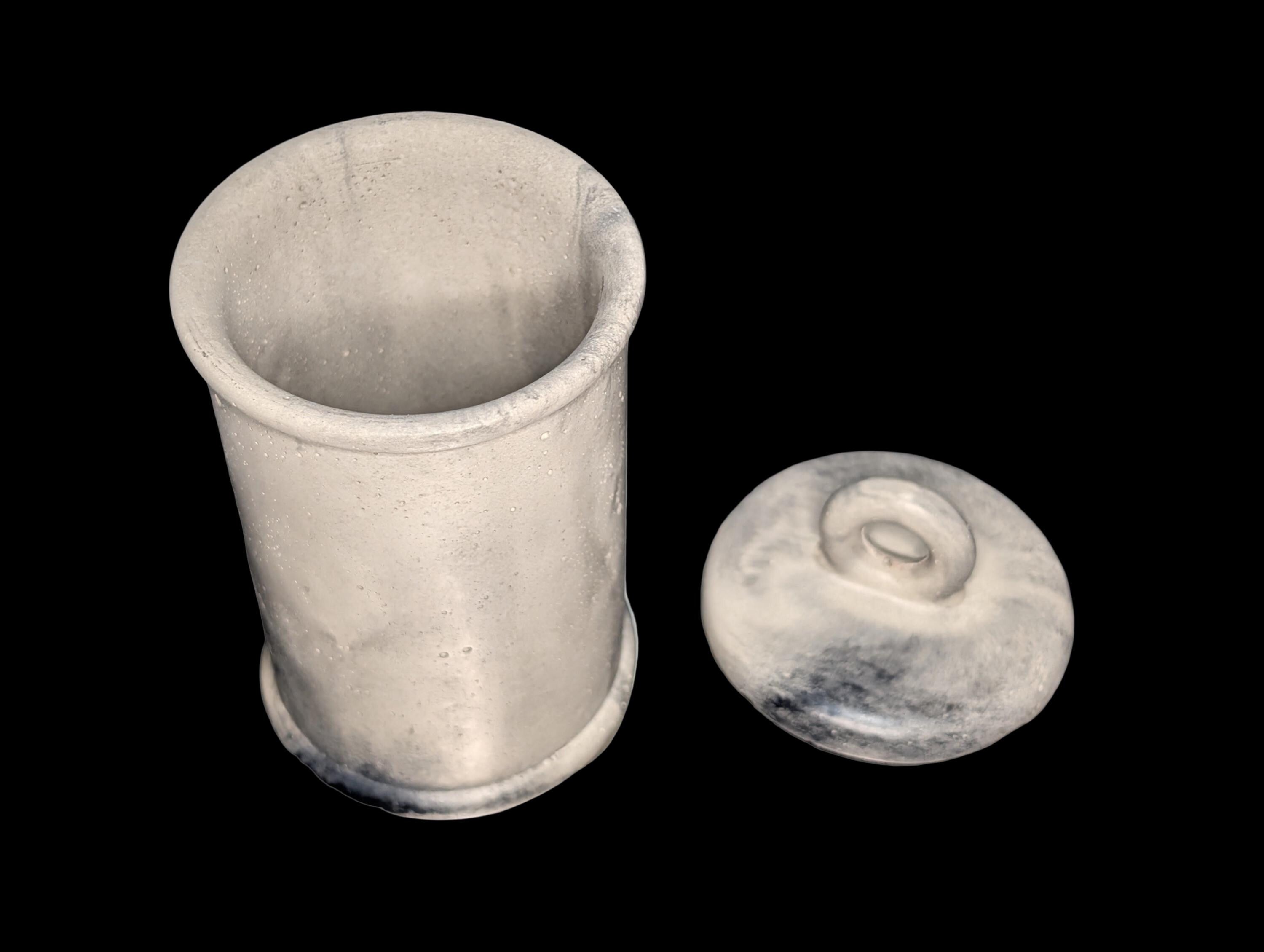 Minimalist Concrete 4.5&amp;quot; Storage Jar with Ring Lid - Industrial Grey or Marble Canister -Modern Bathroom Organizer &amp; Office Desk Decor