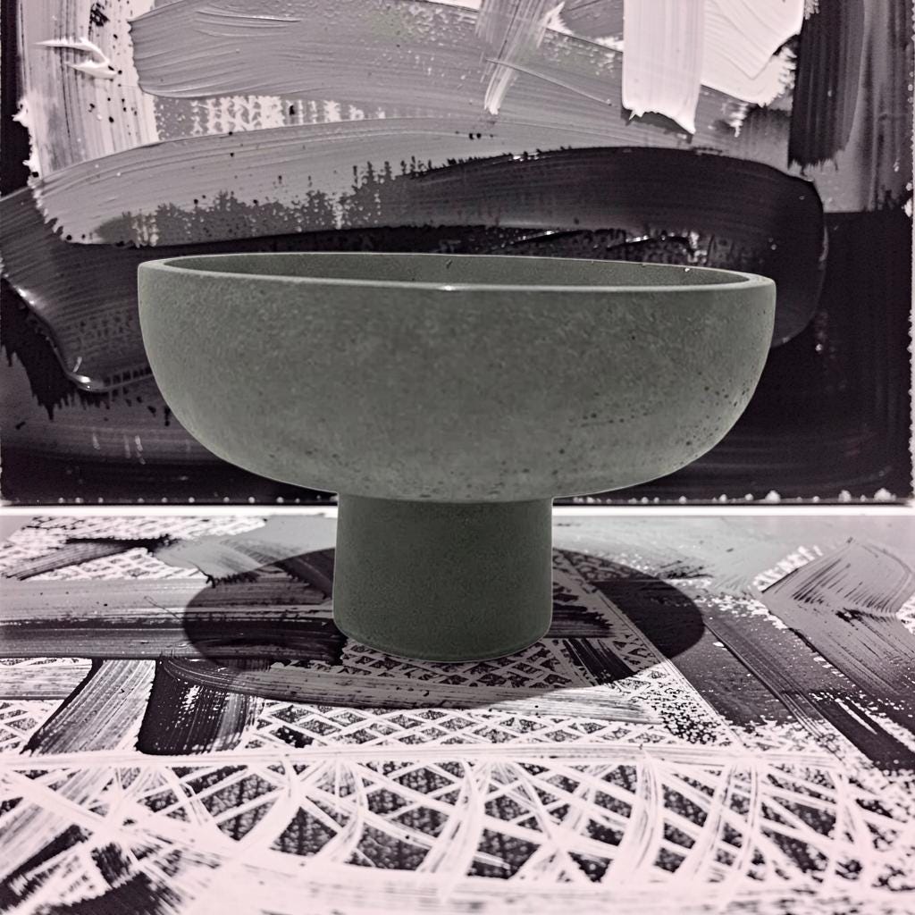 Modern Concrete Pedestal Bowl, Brutalist Centerpiece Bowl, Minimalist Footed Fruit Bowl, Decorative Catchall Dish, Stone Coffee Table Decor