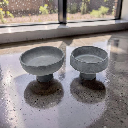Modern Concrete Pedestal Bowl, Brutalist Centerpiece Bowl, Minimalist Footed Fruit Bowl, Decorative Catchall Dish, Stone Coffee Table Decor