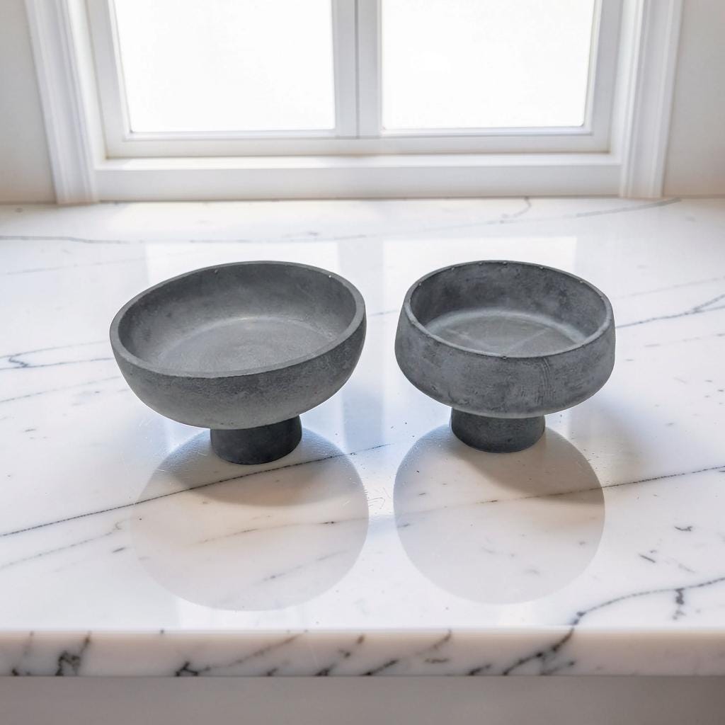 Modern Concrete Pedestal Bowl, Brutalist Centerpiece Bowl, Minimalist Footed Fruit Bowl, Decorative Catchall Dish, Stone Coffee Table Decor