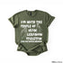 Green t-shirt with text "I&
