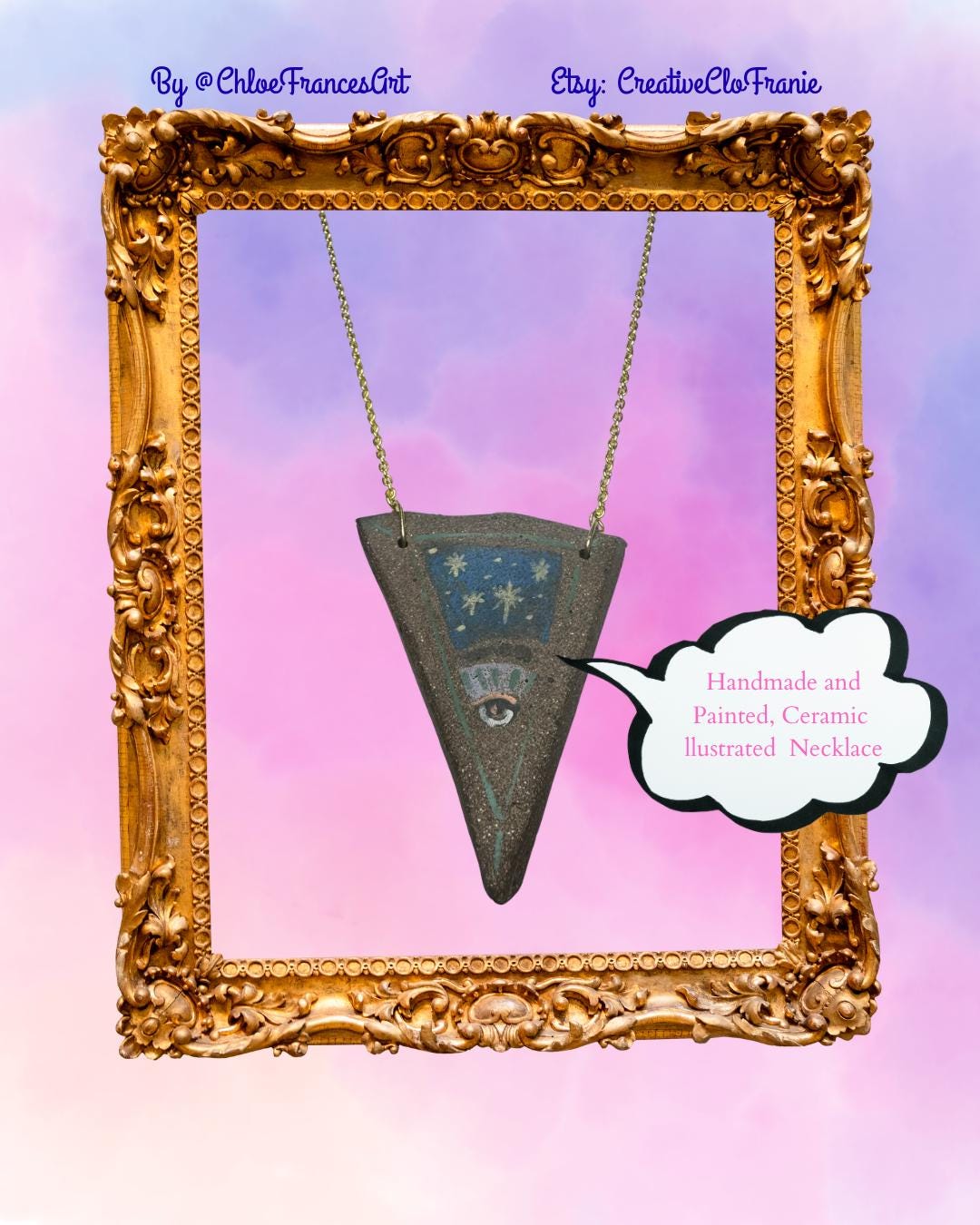All Seeing Eye - Abstract Illustrated Ceramic Necklace
