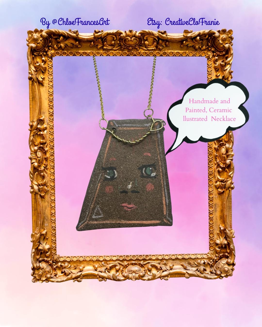 The Royal - Abstract Illustrated Ceramic Necklace